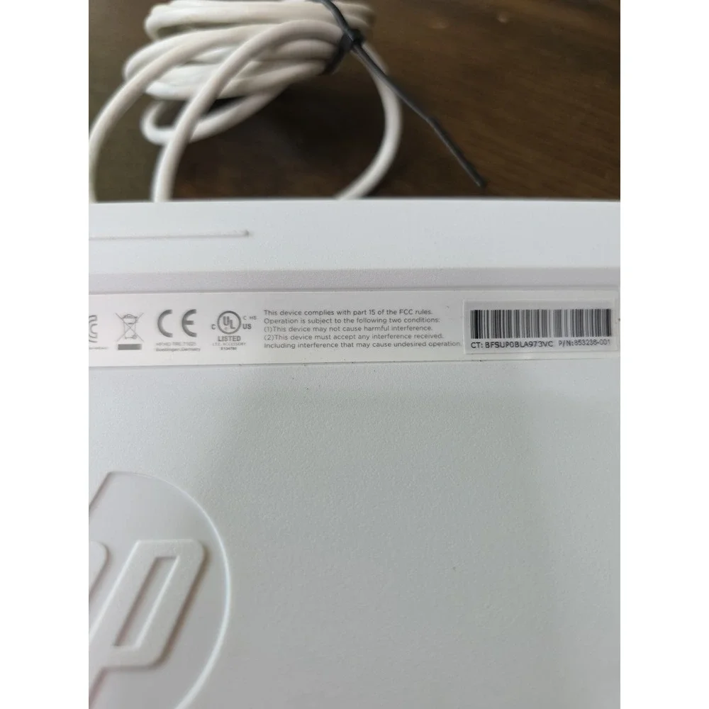 HP‎ KBAH21 USB Wired Super Slim Thin White PC Keyboard Lightweight Z1